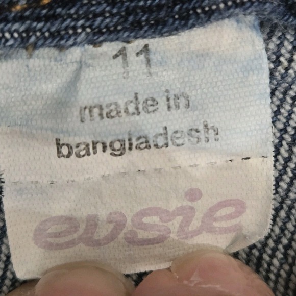 Vintage Eusie Blue Denim Overalls Kids Size 11 Pockets Belt‎ Loops - Picture 9 of 14